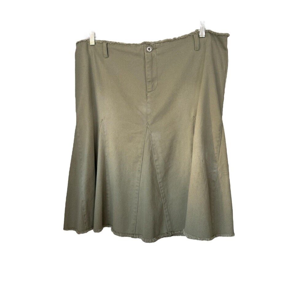 Old Navy Women 18 Cotton Denim Olive Flare Raw Hem Raw Waist Band Skirt